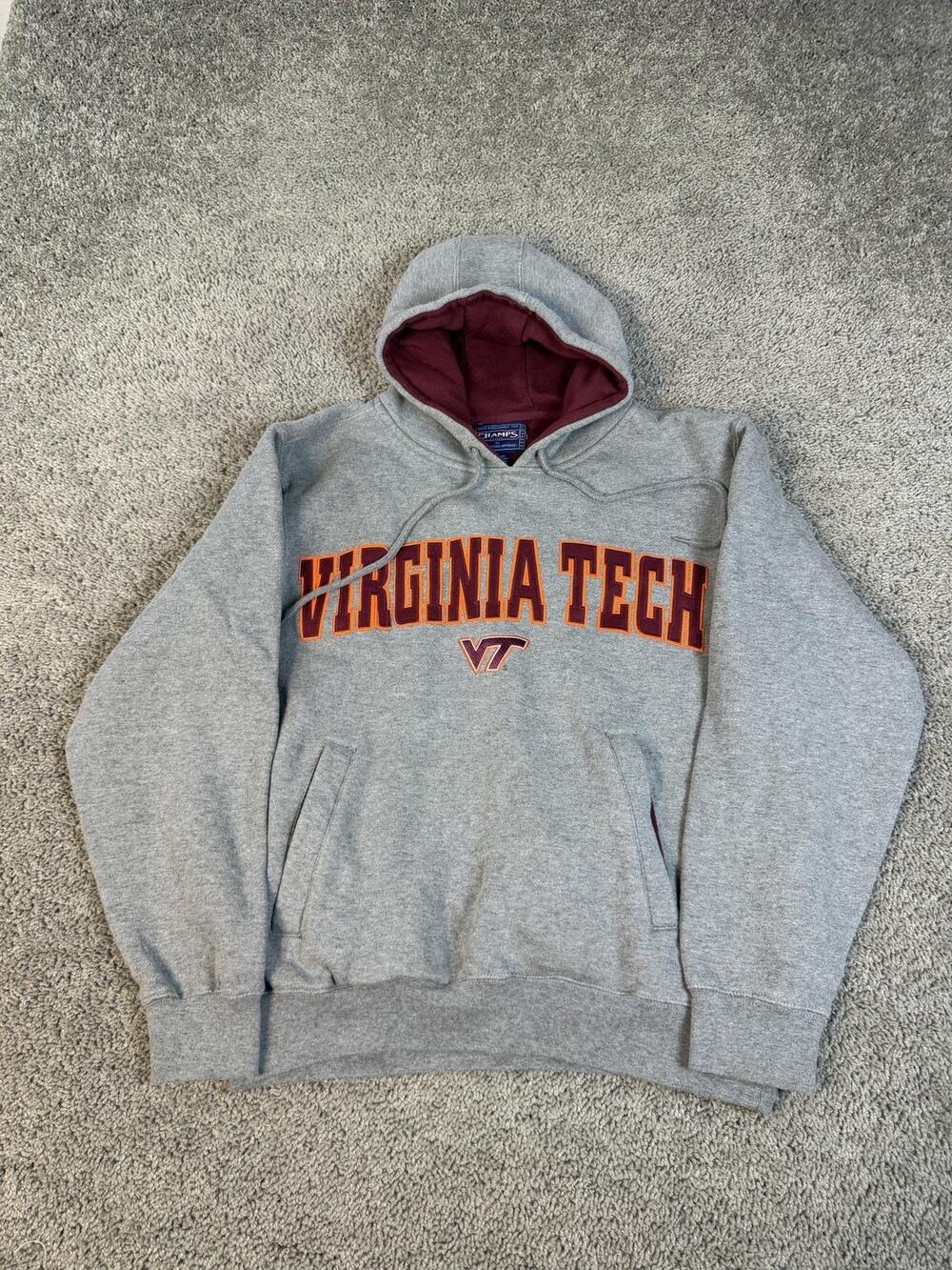 Virginia Tech Sweatshirt Mens S Gray NCAA Football Champs Sports Team Apparel